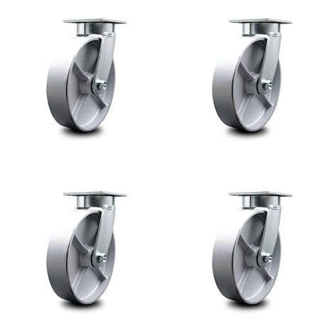 Service Caster 8 Inch Kingpinless Semi Steel Wheel Swivel Top Plate Caster SCC, 4PK SCC-KP30S820-SSR-4